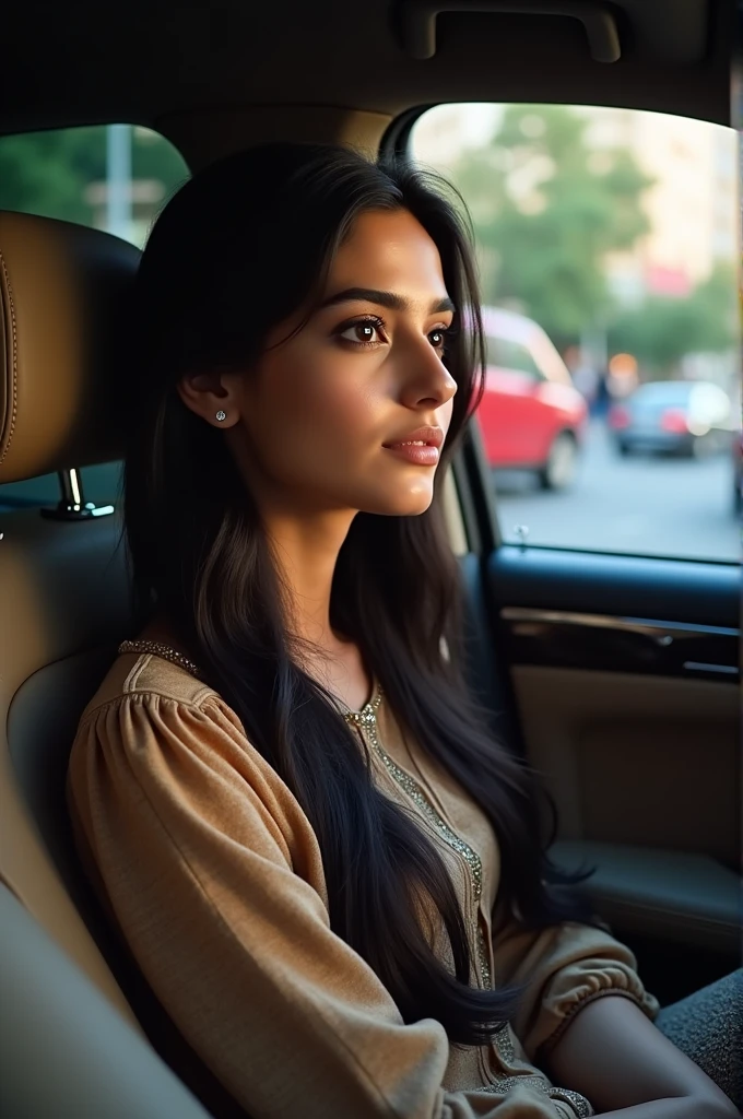 Beautiful Pakistani woman 20 Year old sitting in car