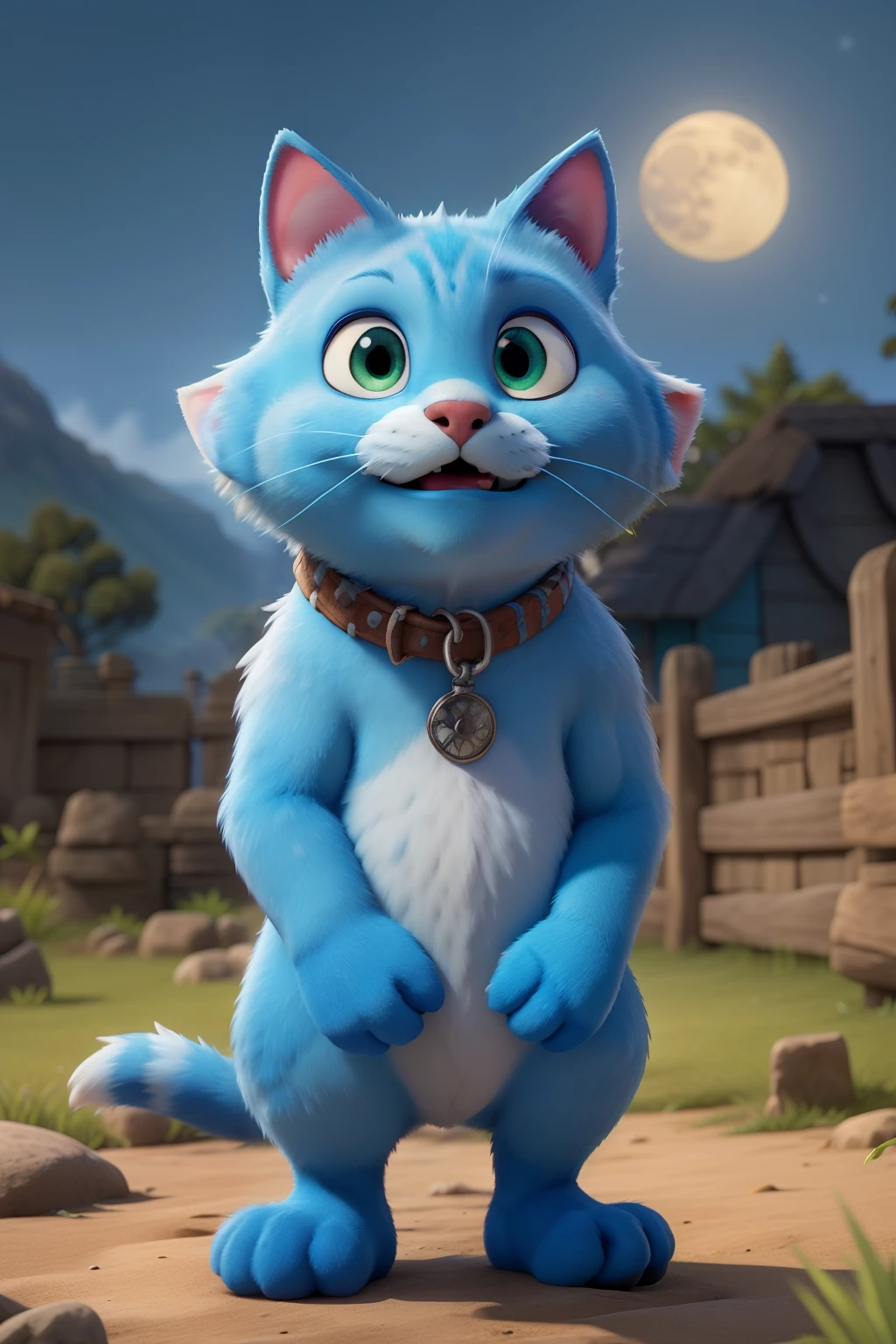 Azurín - The Blue Cat anime style • Physical description: Azurín is a cat with bright blue fur that shines under the moonlight.. His eyes are intense green, full of curiosity and determination. He is slim and agile, with an elegant gait that reflects his adventurous nature.
• Personality: Azurín is brave, curious, and is always looking for new adventures. He has a deep love for nature and mystery., which leads him to explore unknown places. He is a natural storyteller, able to enchant anyone with his stories thanks to the gift that the moon gave him. Despite his adventurous spirit, He is kind and always willing to help those he meets along the way..
• Skills: In addition to being an excellent climber and explorer, Azurín has a magical voice that allows him to tell stories with a special charm that fascinates those who listen to him..