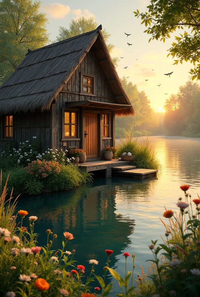 creat a hut near a pond