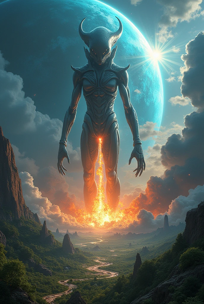 creat a image of alien destroying a planet 