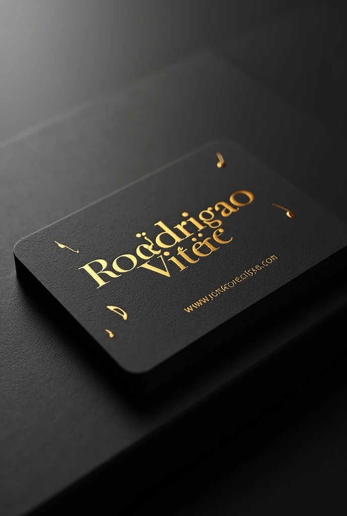 Generate a singer's business card. Let it be black, with the name of the artist Rodrigo Vitee's