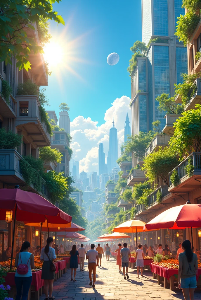 Living together peacefully on the planet, seeing the city, seeing the bright light.
