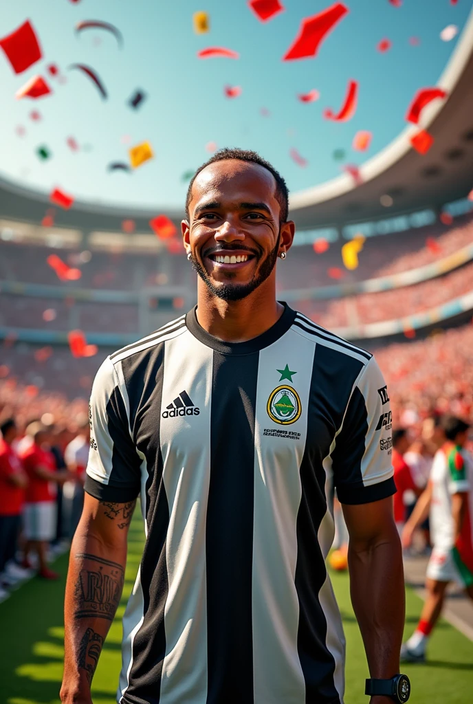 Lewis Hamilton wearing the Corinthians jersey