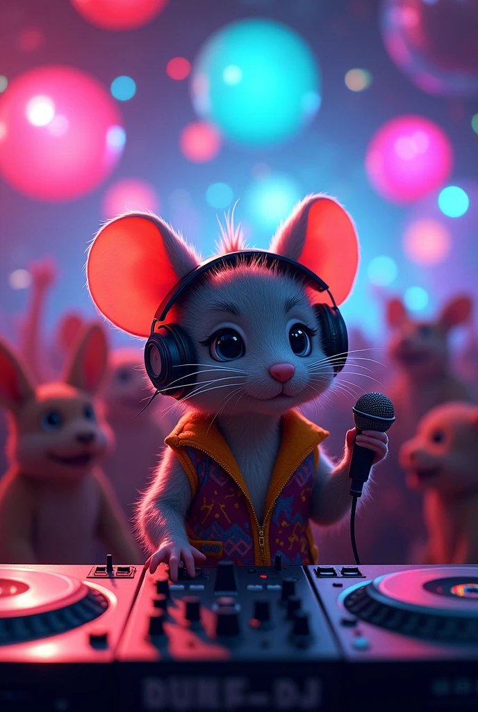 A DJ mouse with a microphone