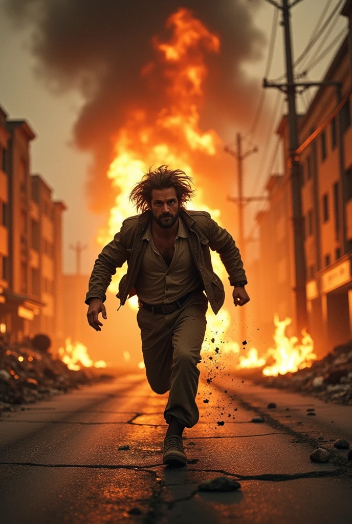 Multiple fireballs raining down from the sky、A fugitive々Picture