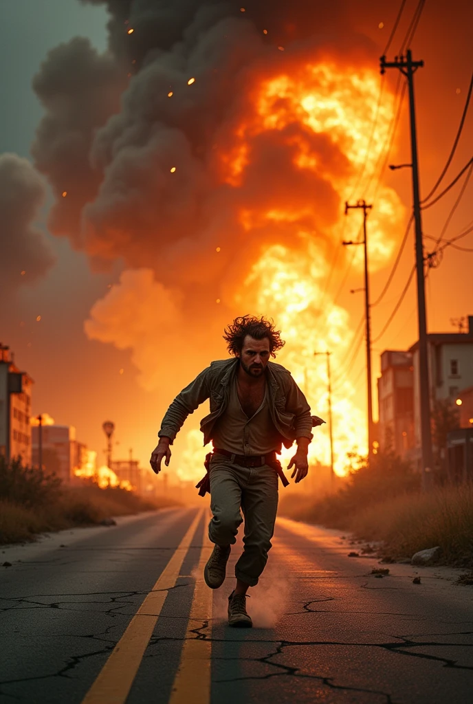 Multiple fireballs raining down from the sky、A fugitive々Picture