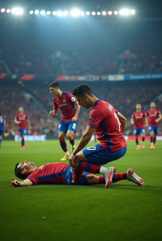 Christiano Ronaldo faints on the pitch and all his teammates panic