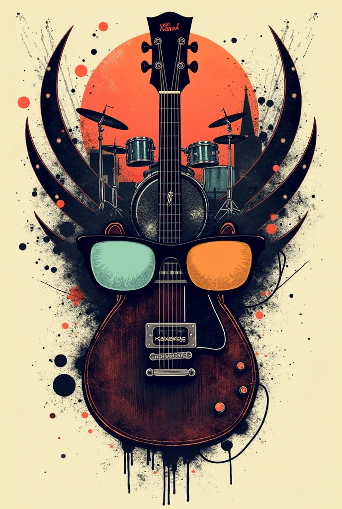 logo band Kaneko's common sense and nonsense Glasses Downer Cool Keep it simple Be fashionable anarchy guitar base drum