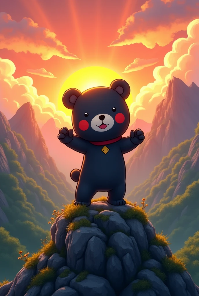 epic Kumamon character background for phone black bear with red circles on cheeks