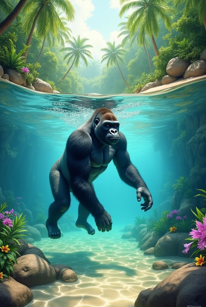 gorrla swimming