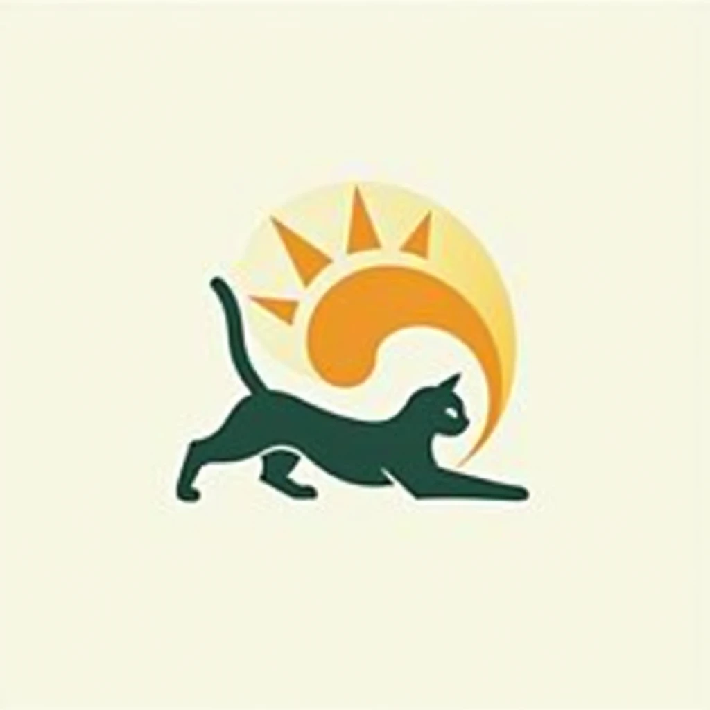 Create a modern and dynamic logo for 'Morning Mobility,' a community focused on enhancing personal flexibility and well-being. Incorporate a stylized cat stretching to symbolize grace and flexibility, integrating elements of movement like flowing lines shaped like "m". Harmonize this with community symbols such as interconnected shapes or circles. Use a color palette that reflects morning energy and vitality, like vibrant yellows and fresh greens. The logo should be approachable yet inspiring, emphasizing growth and connection within a community setting. Include a clean, modern font that underscores the brand's commitment to innovation and inclusivity, creating a cohesive and inviting brand identity.