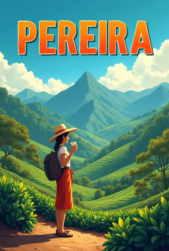 Create an image that represents the city of PEREIRA and has its name in large size for a profile photo