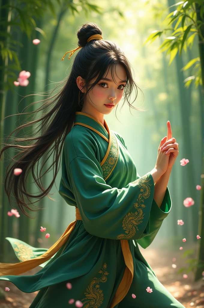 Fantastic beautiful girl with the force in kung fu