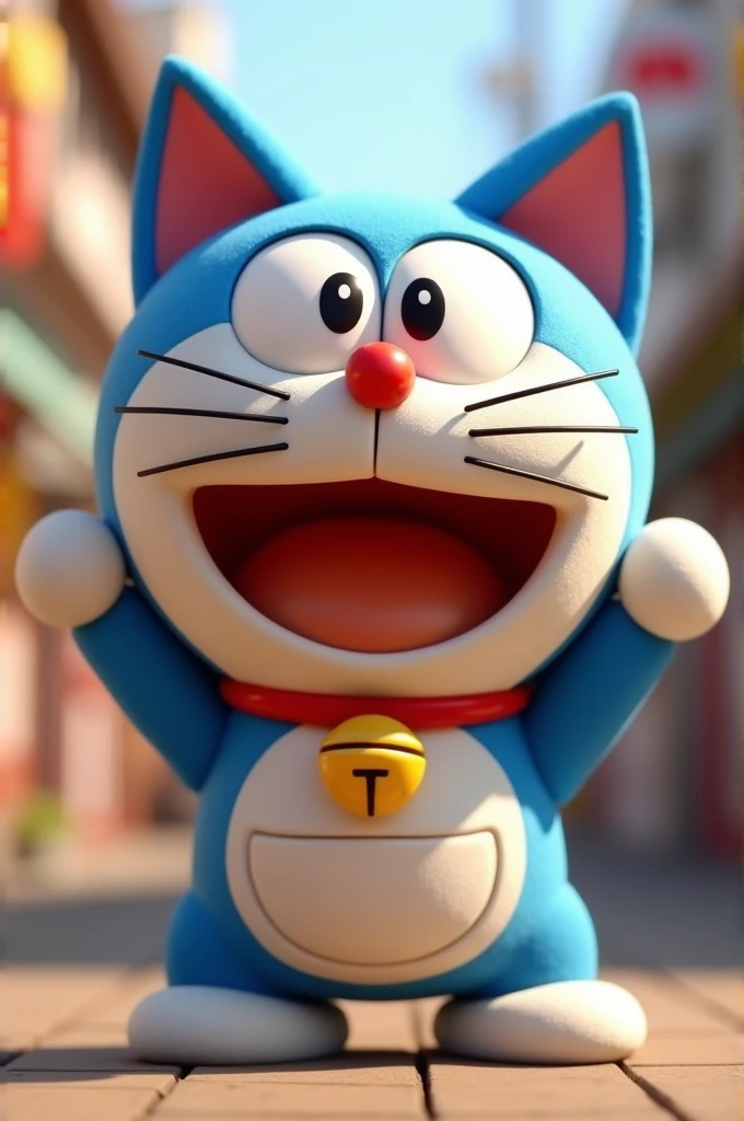 Doraemon cartoon character, animated character, stylized character, animation style rendering, 3d stylized, 3 d render stylized, toon render keyshot, 3d character, 3d character, 3d rendering stylized, 3 d render character, cartoon character, Close up character, Character pose , (Pixar style) (master part:1.2) (Bokeh) (best quality) (detailed skin) (detailed texture) (8k) (clay) (Cinematic lighting) (sharp focus)