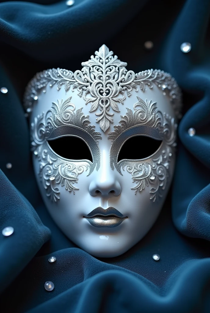Illustration of a white and silver male mask Just to cover the eyes