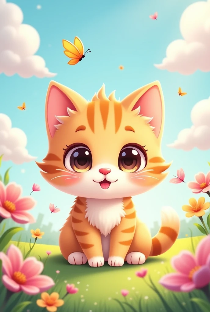 crea un gato en forato chibi