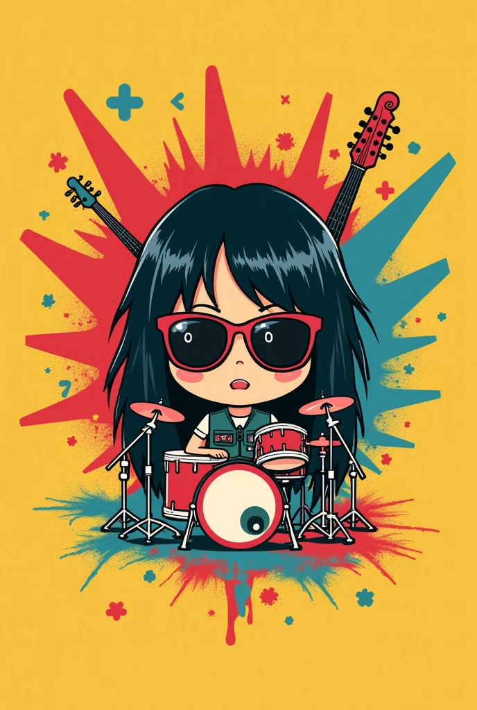 logo band Kaneko's common sense and nonsense Glasses Downer Cool Keep it simple Be fashionable anarchy guitar base drum Asian Kung Fu Generation simple