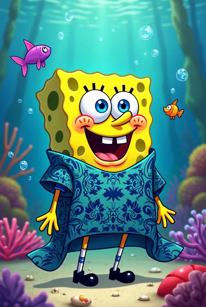 Picture of Spongebob wearing batik cloth