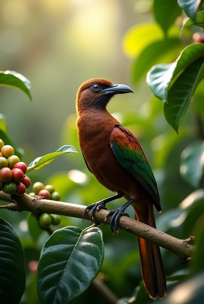 Generate brown male jacu in a coffee plant