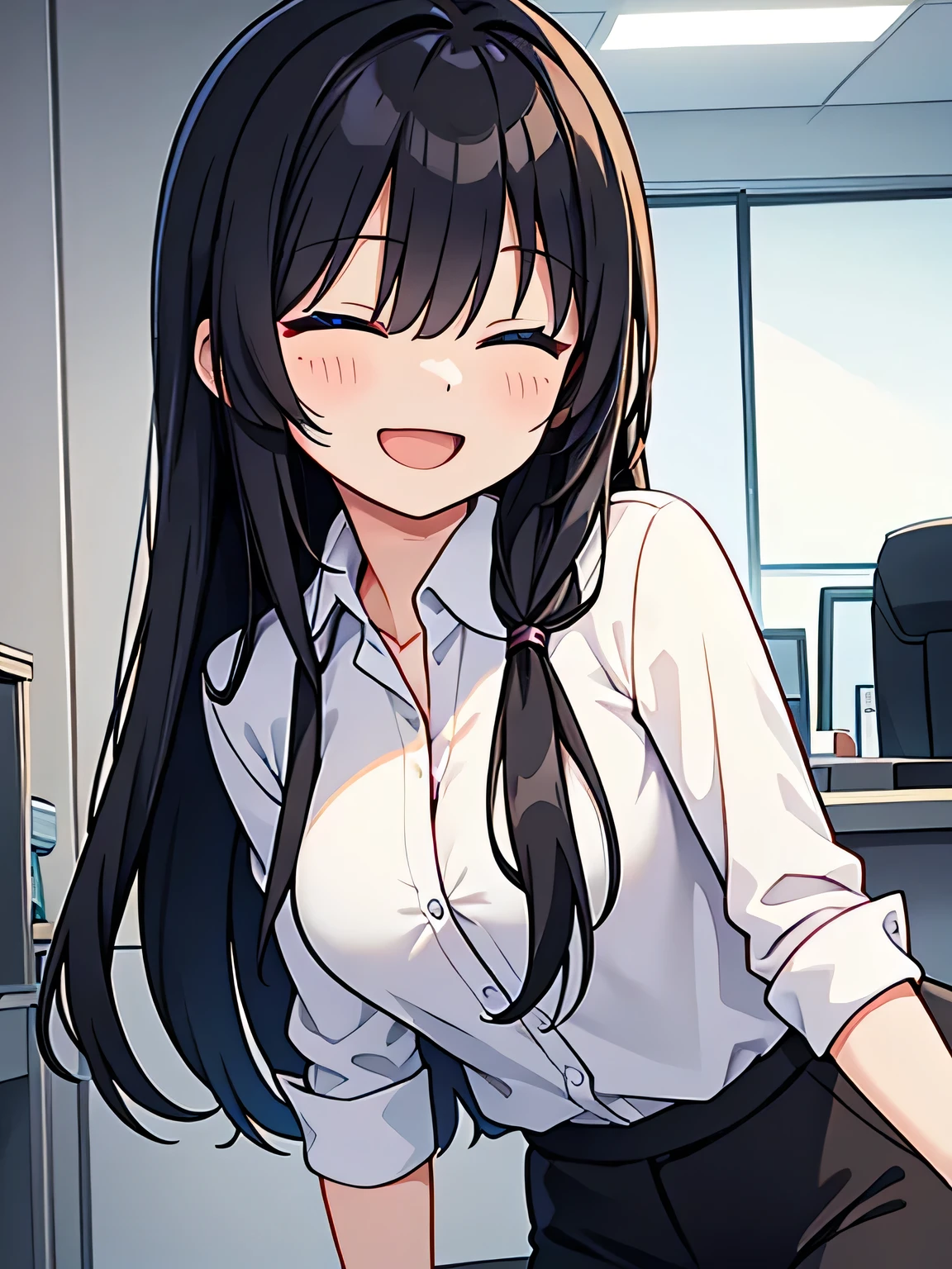 laughing、Eyes closed