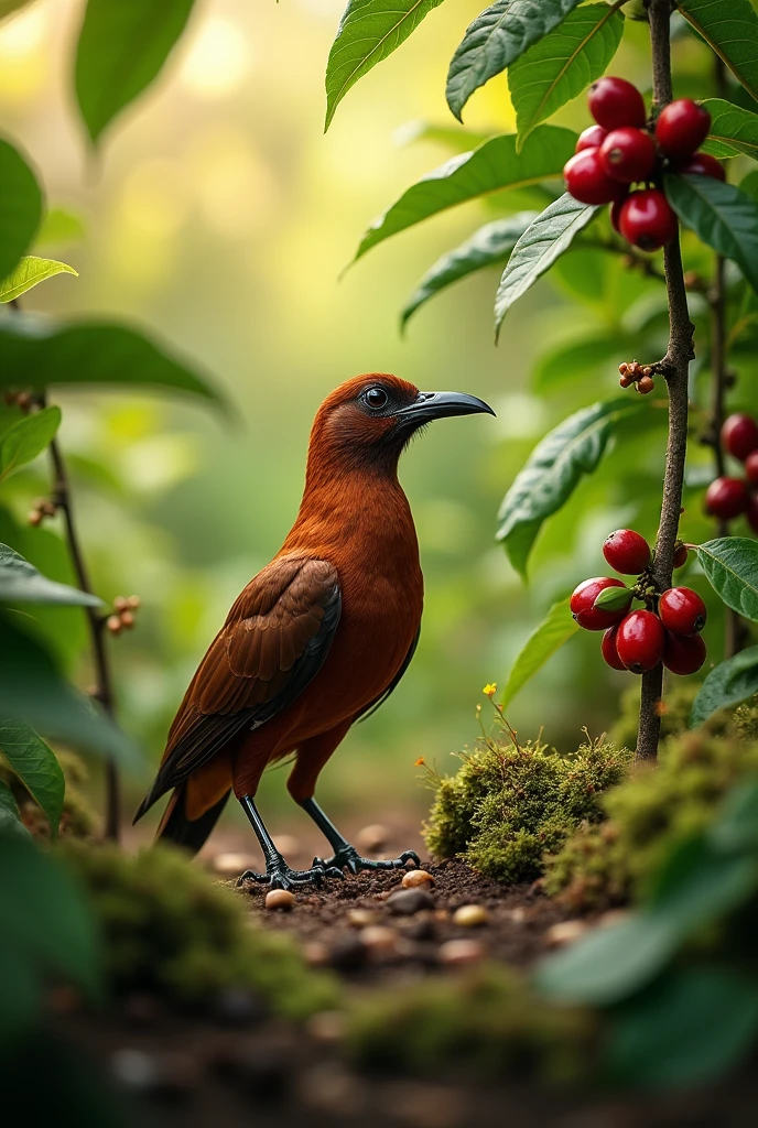 Generate brown male jacu in a coffee plant
