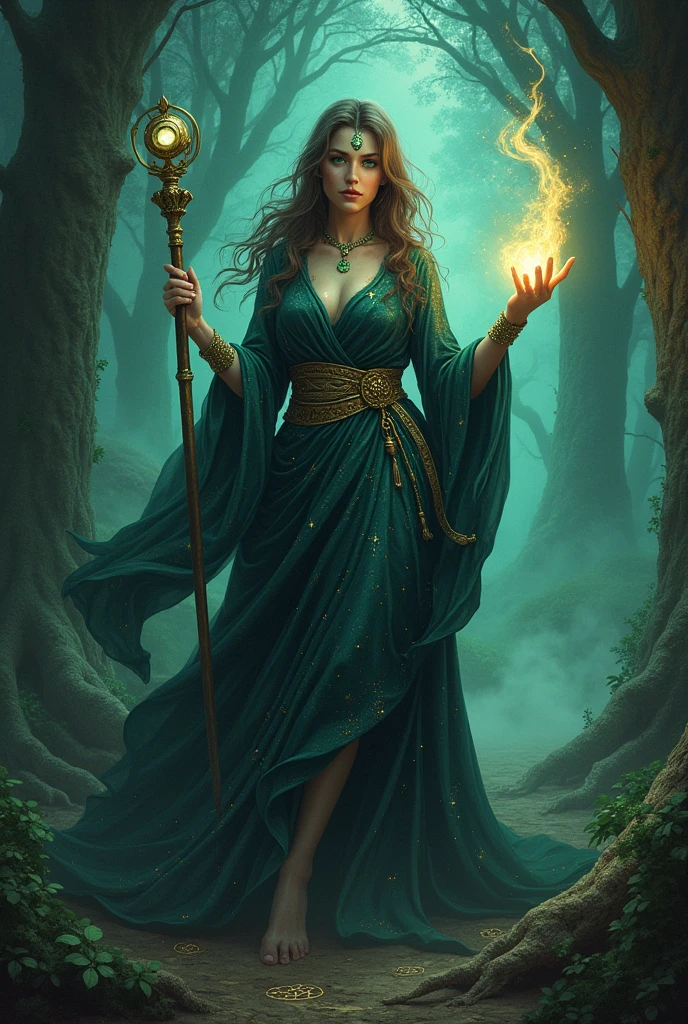 Create a female sorcerer front view
