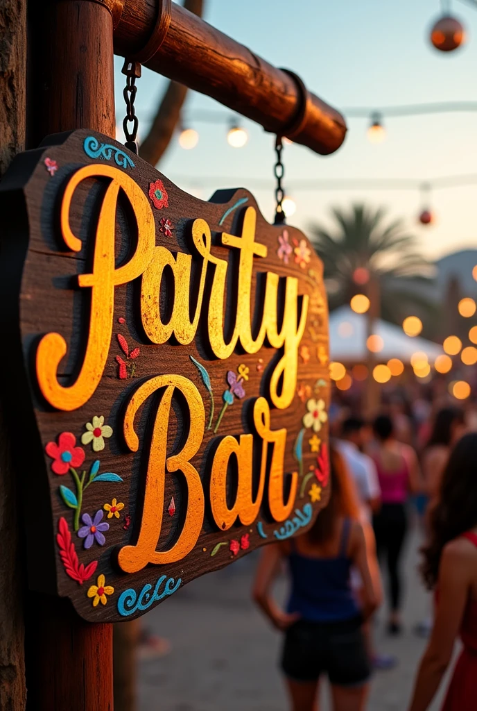 Generate a Peruvian sign with the words, Party Bar