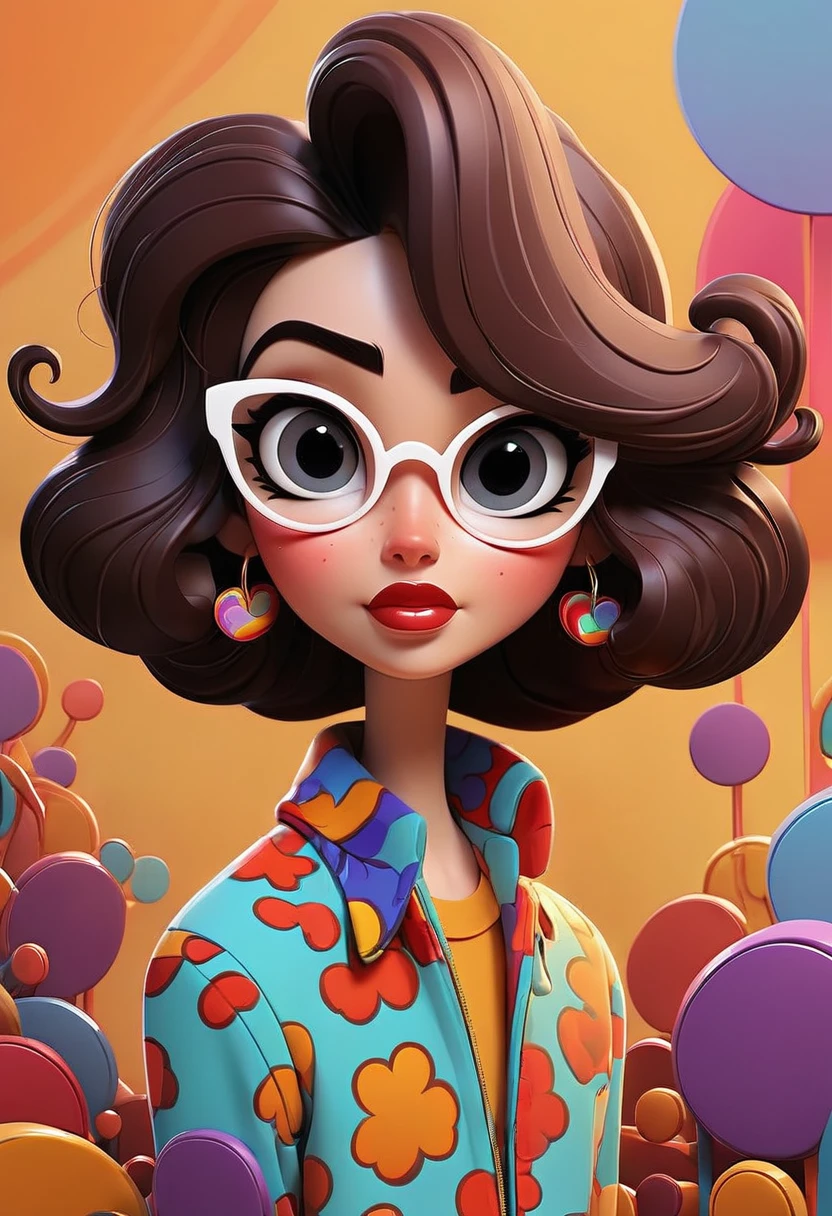 illustration with Groovy cartoon style