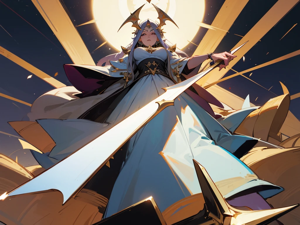 A large, shiny, jeweled halberd , large halberd