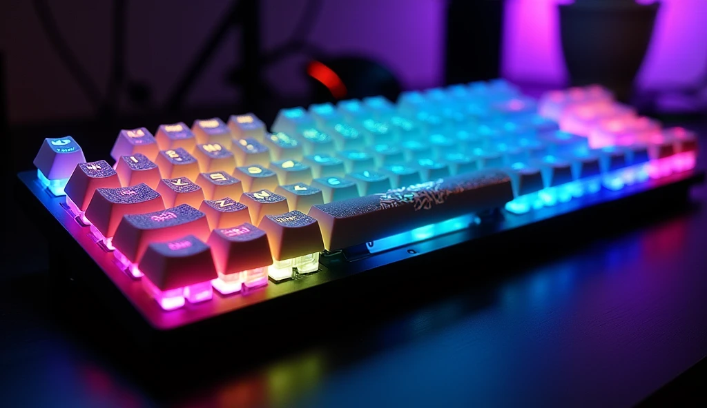 RGB keyboards use different types of keycaps, so there are several factors to consider.:
Keycap Compatibility:
RGB keyboards often use keycaps that are designed to match the distribution of LED light. Therefore, a keycap with a translucent or semi-transparent appearance will allow the LED light to shine through better, allowing the RGB light to shine through the keycap and making the lighting display more beautiful. Keycap material:
PBT (Polybutylene Terephthalate): Good wear and fade resistant ABS material (Acrylonitrile Butadiene Styrene): Relatively cheaper material but can wear out faster than other materials. Design and pattern.:
Keycaps can have various designs and patterns, such as transparent keycaps., Patterned glaze, Or keycaps with different printing patterns Installation:
The new keycaps you choose should match your keyboard's switch style, such as Cherry MX., razer, Or other types of switches, changing keycaps is a great way to customize your keyboard to give it a unique look and make the experience more special.