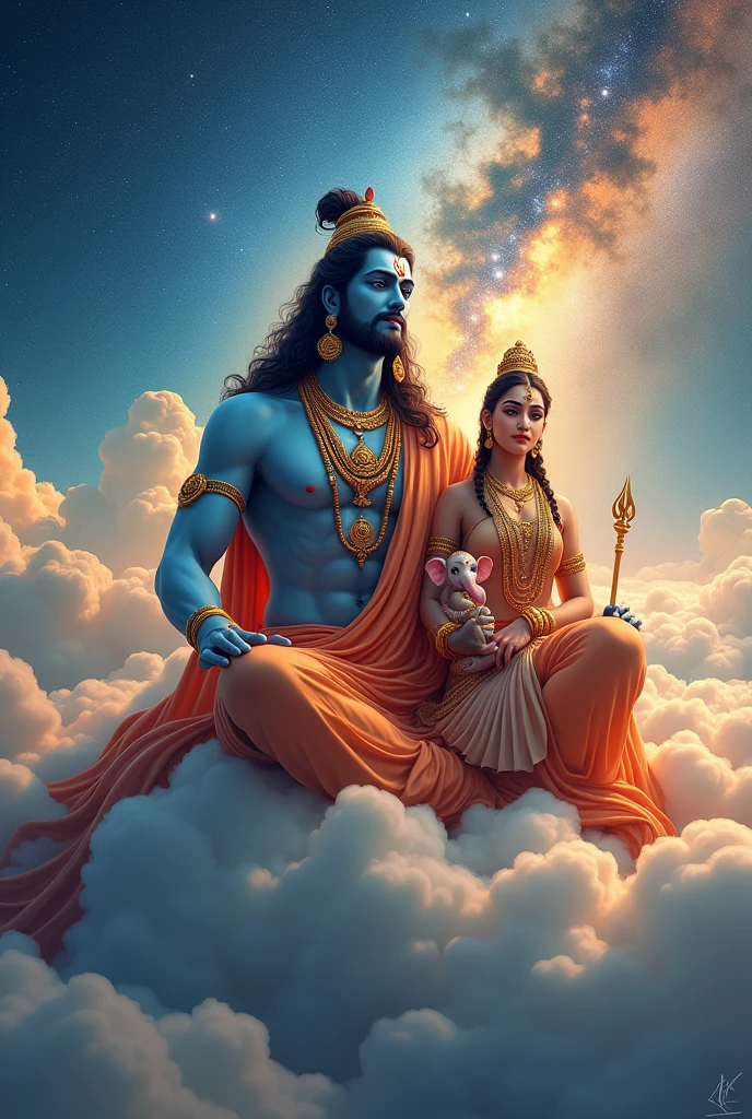 Amazing photo mahadev for flying cloud and cow also mahadev siting and side ma parbati also
And Siva all family Ganesh also their and Ganesh sitting rat
