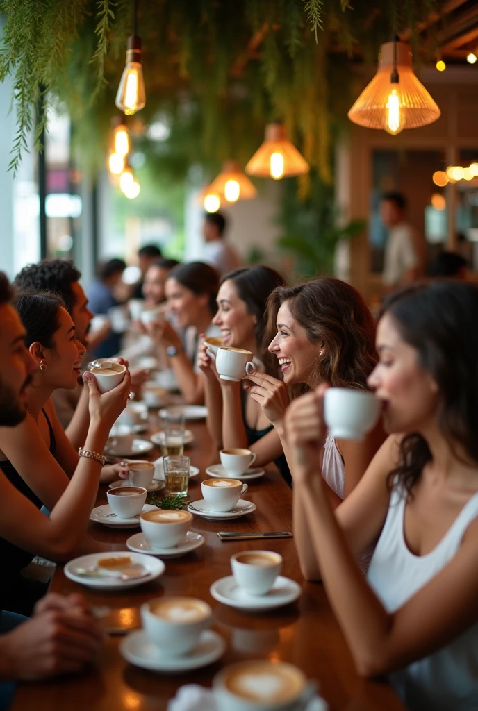 Te amo Cafe grand opening on August 21th with cuppuccino drinking people background hd poster