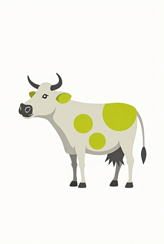 create a very minimalist drawing, about a cow that is bellowing, The cow must have lemon green spots, This image will be placed in a power point presentation