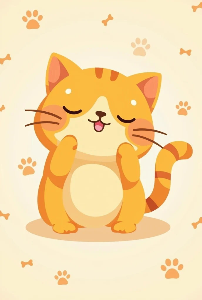 Logo cartoon cat with closed eyes and closed mouth, Orange Cat, Kawaii cat, cat design, Illustration cat, Yuko Tatsushima, Cat themed banner, cute illustration, Cat theme logo