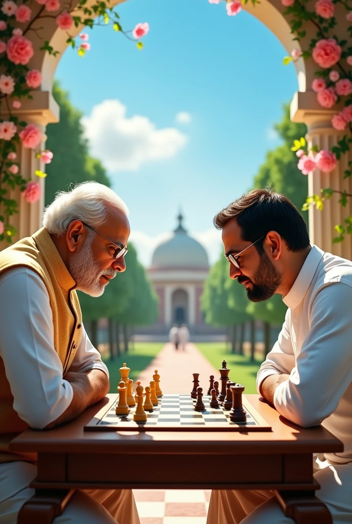 Pm modi playing chess with Rahul Gandhi 