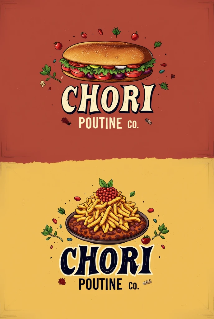 Create the best logo for a choripan and poutine business with a name and more serious