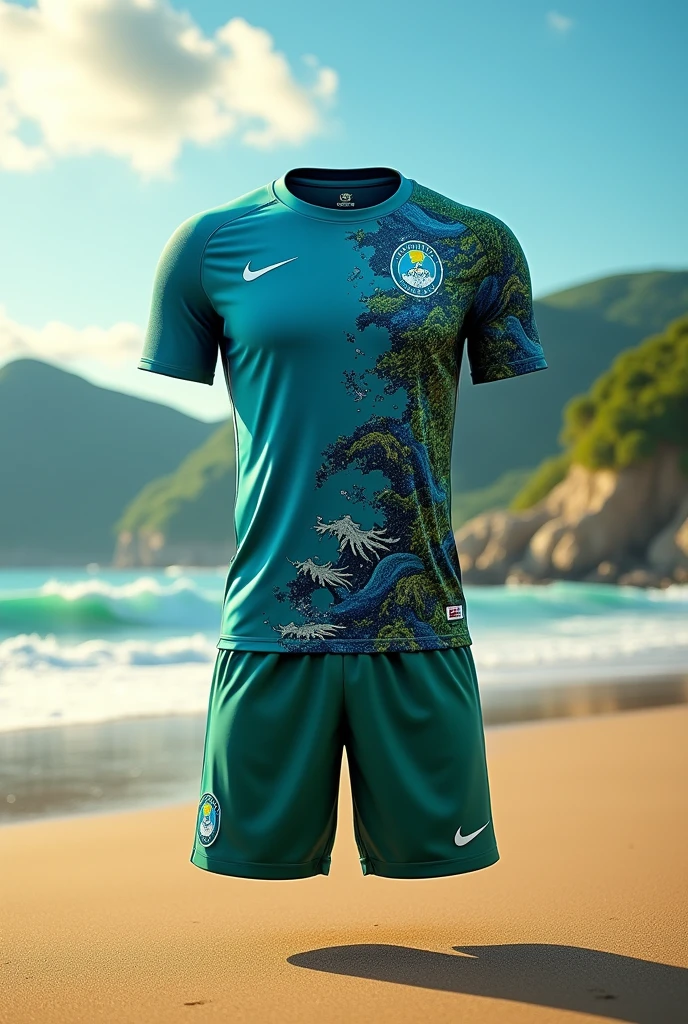 Soccer uniform with sea and land colors