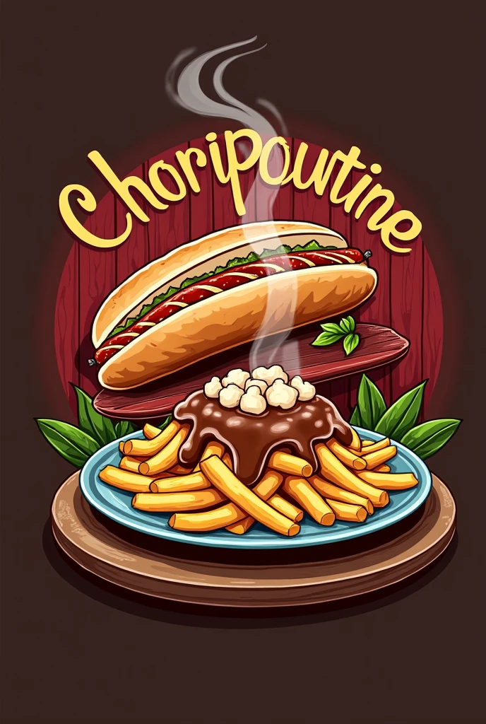 Create the best logo for a choripan and poutine business with a name and more serious