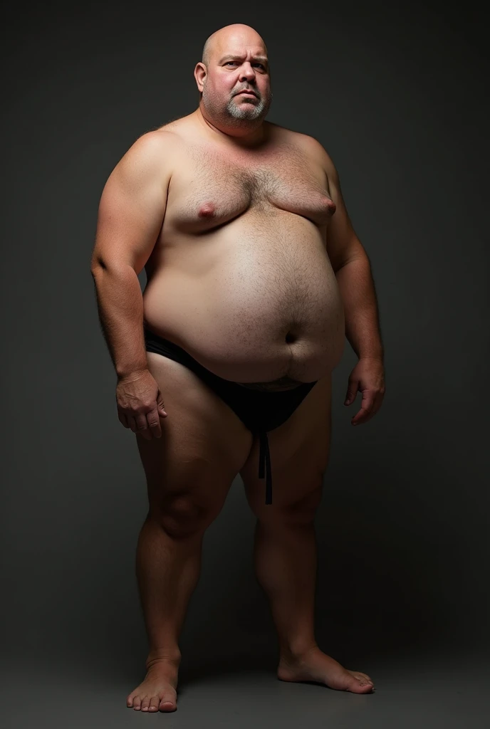 (photorealism:1.2), Naked fat man of 34 years with a wide and dark penis