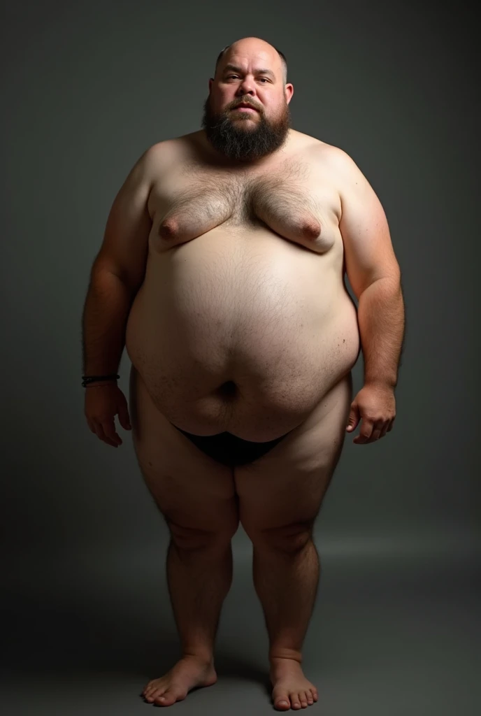 (photorealism:1.2), Naked fat man of 34 years with a wide and dark penis Not so fat With the penis out