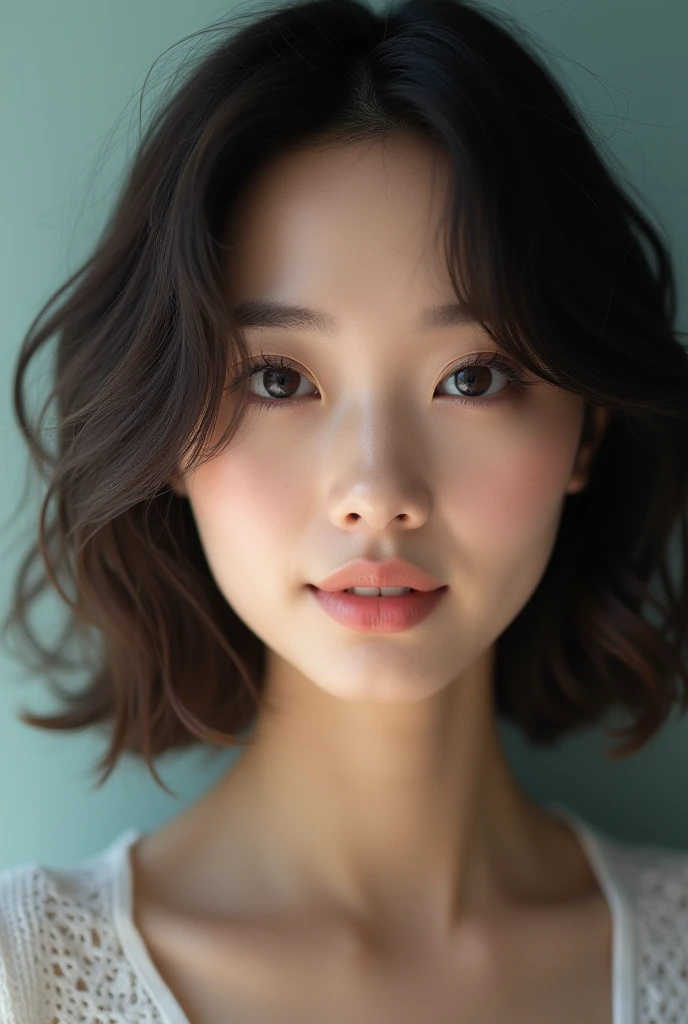 You are a professional glamour photographer..、(((One person,One personで))),(Highly realistic photos, High resolution, Detailed face, Narrow eyes,Thin lips)、 Japanese women, 28-year-old, Modern beauty standards, ,Healthy Body,Foggy