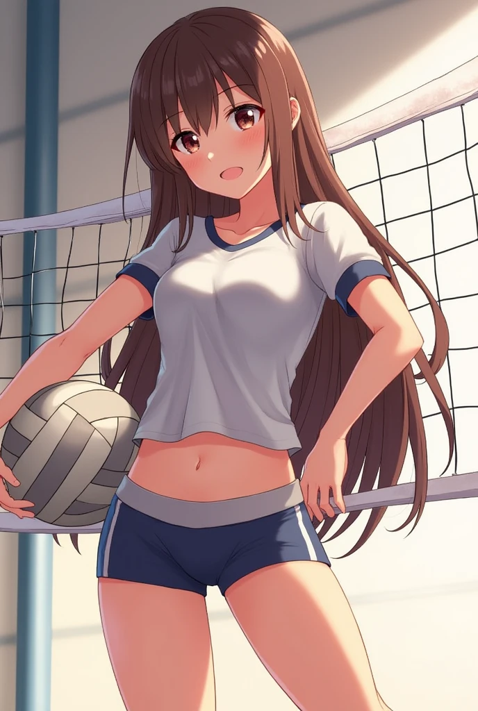Anime girls volleyball tight shorts vagina marked sweating