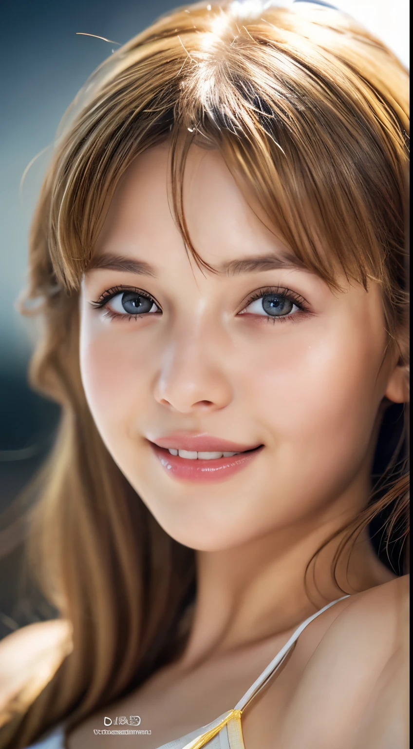 (1 girl), alone, Super cute, wonderful face and eyes, (beautiful nice smile), blonde hair, (Highly detailed beautiful face), bright and shiny lips, (highest quality:1.4), (super detailed), (surreal, Photoreal:1.37), fair skin, Highly detailed CG integrated 8k wallpaper, RAW photo, professional photos, cinematic lighting,German、Show your armpits