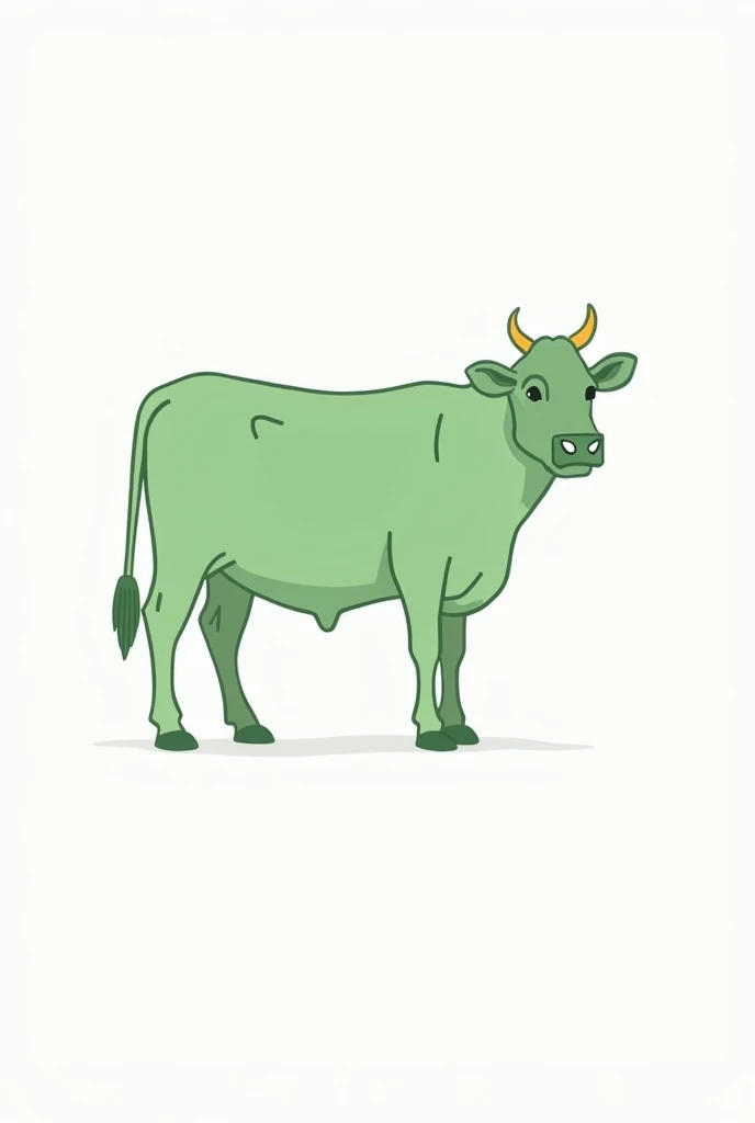 create a very minimalist drawing, about a cow that is bellowing, Green color, This image will be placed in a power point presentation