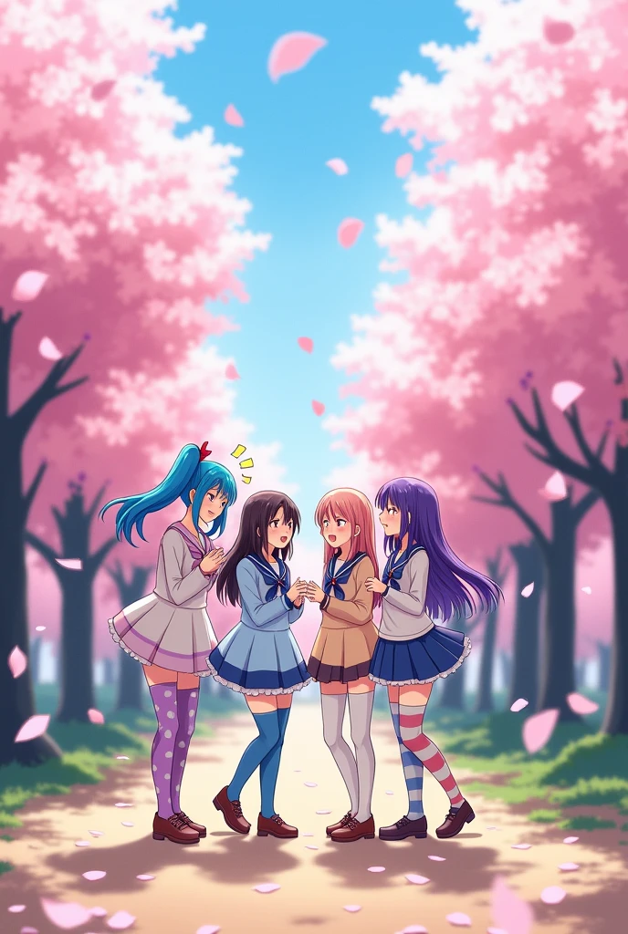 Anime girls in long stockings