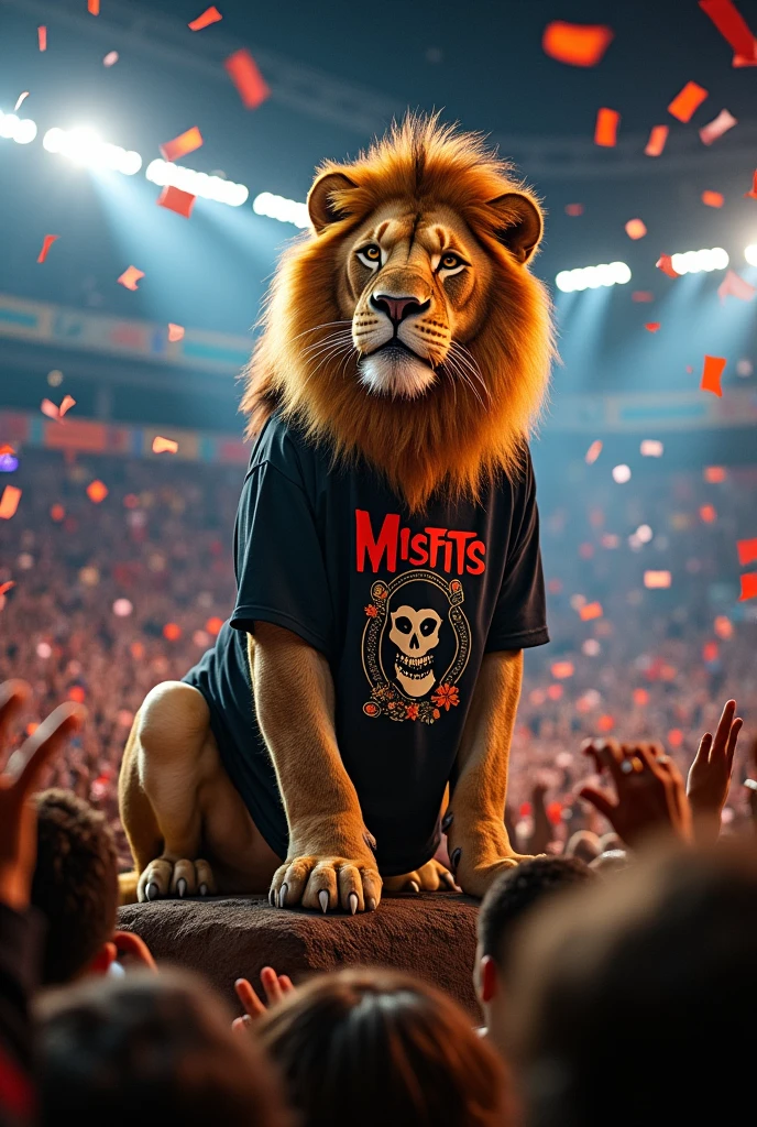 A lion in the stadium with a misfits shirt