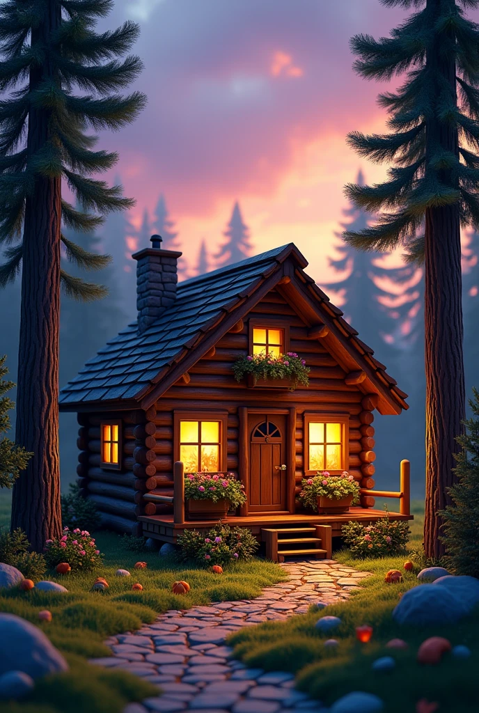Create an image of a cabin approximately 7 cm