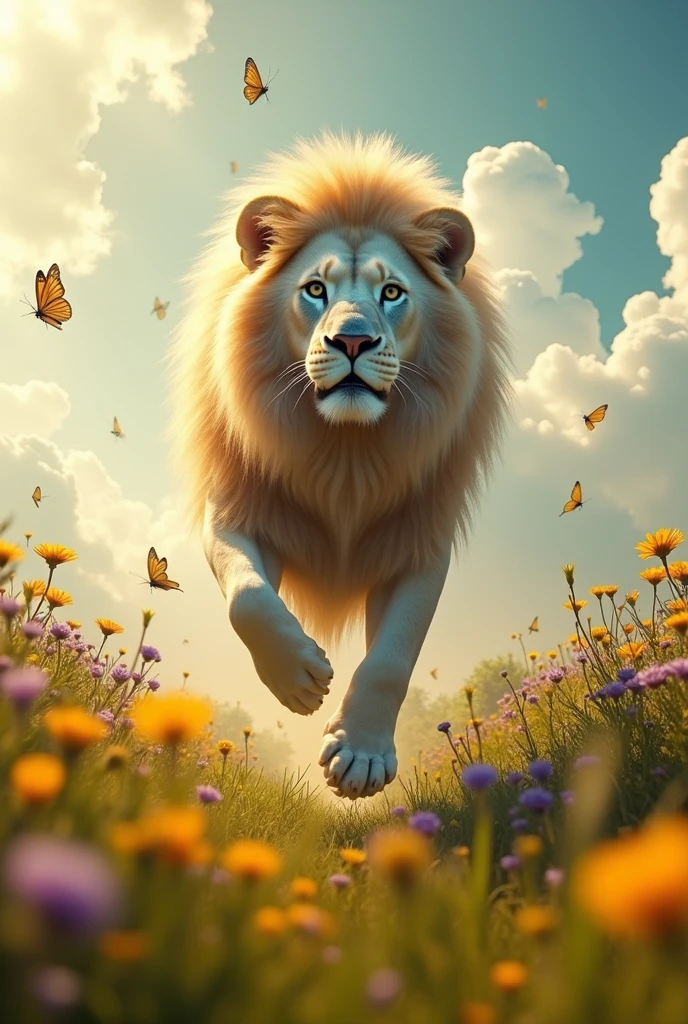 Lion running without bottom