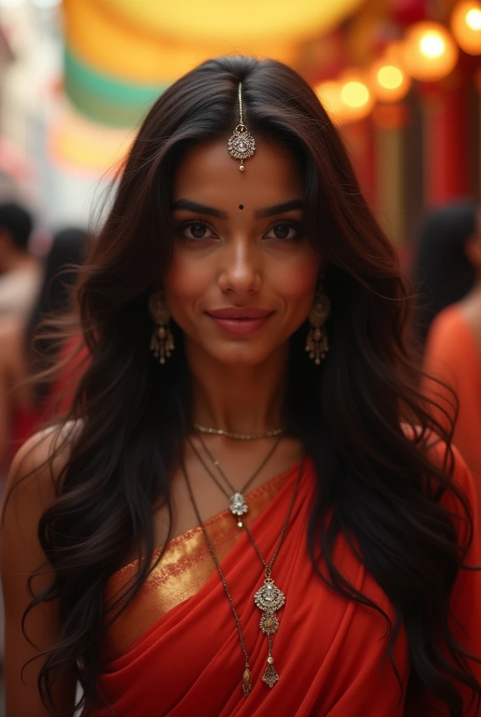 She’s a 36-year-old Indian woman with captivating beauty that turns heads wherever she goes. Her deep, expressive eyes hold a world of mystery, and her flawless skin glows with a warm, sun-kissed radiance. Her long, flowing hair frames a face marked by elegant features, a testament to timeless grace. Her presence exudes confidence and allure, making her the center of attention in any room. Despite the admiration she garners, there's an air of mystery about her, leaving everyone curious and drawn to her enigmatic charm.