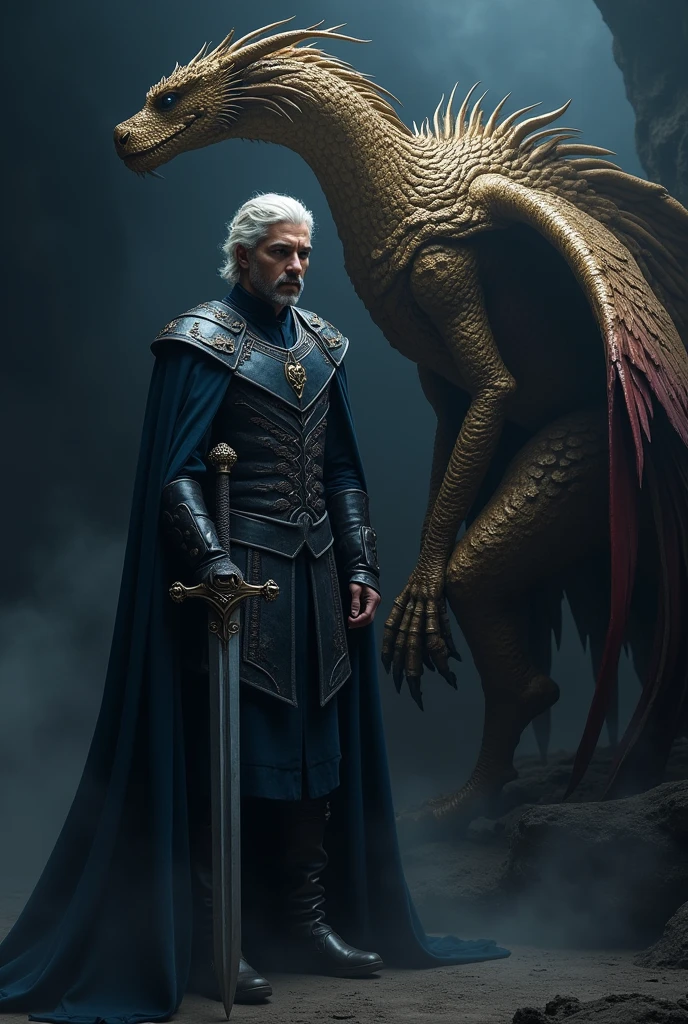 Aegon targareon with vermithor dragon mention name ARCEUS DEXTER
Using colour black background